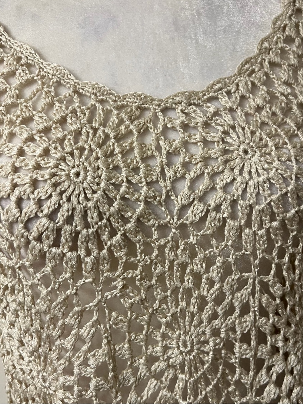 INC International Concepts Crochet Fringe Tank Top NWT Light Sand Medium - Picture 6 of 9